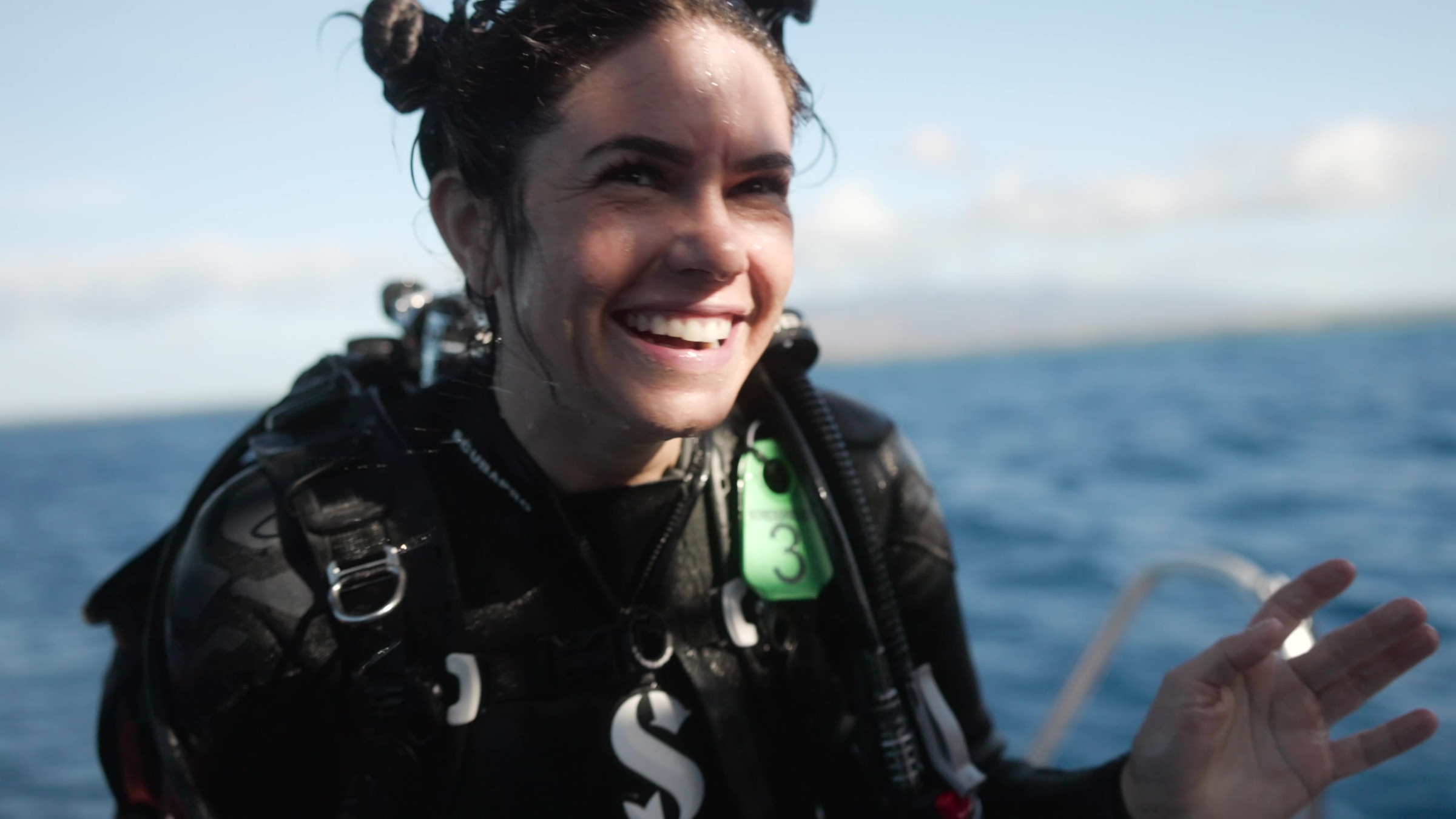 Alexis on a dive boat